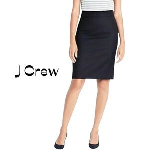 J Crew Black Cotton Pencil Skirt NWOT Size 12